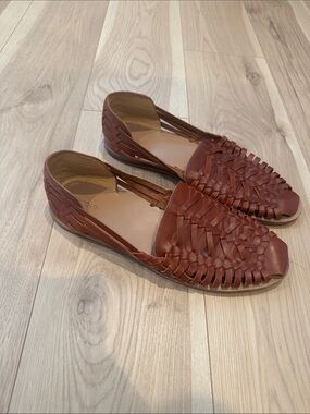 Nisolo Brown Woven Leather Huarache Sandals